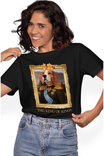 StoryGift Romania Tricou Femei Cu Tablou Caine Rege In Costum Cu Medalii Si C...