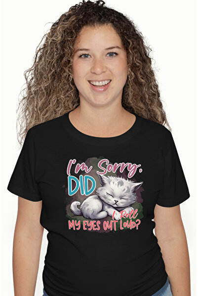 StoryGift Romania Tricou Femei cu pisicuta care doarme cu mesajul "I'm sorry,...