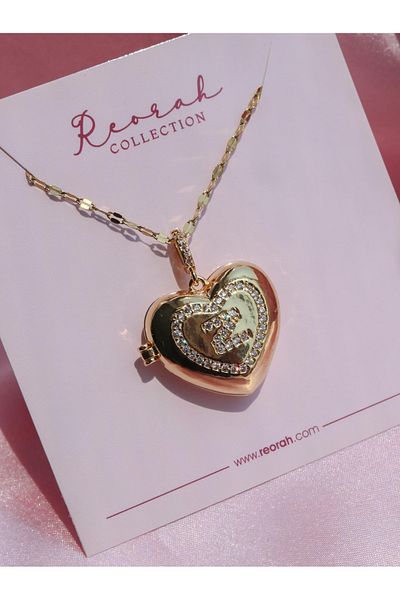 Reorah Collection Heart Letter Locket Steel Necklace-Letter Z
