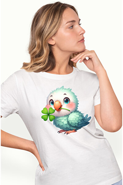 StoryGift Romania Tricou Femei cu o pasare micuta, ilustratie, vesela, noroc,...