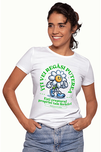 StoryGift Romania Tricou Femei Floare - Iti vei Regasi Puterea, cu imprimeu p...