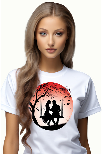 StoryGift Romania Tricou Femei cu 2 pui de leu care stau pe o semiluna, ilust...