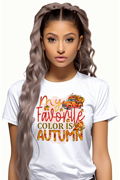 StoryGift Romania Tricou Femei cu mesajul "My favorite color is Autumn", toam...