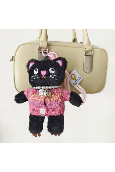 Choice 8 15 سم Kawaii Cat أفخم سلسلة مفاتيح القط الوردي أفخم قلادة الحيوانات دمية حلقة مفاتيح السيارة الديكورات تفعل.