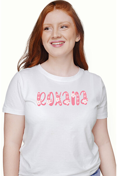 StoryGift Romania Women's T-Shirt With Name Roxana, Flowers, Colorful, Pink, ...