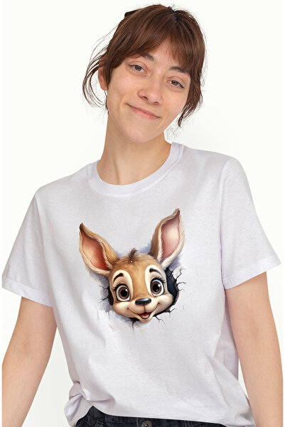 StoryGift Romania Tricou Femei cu o caprioara care scoate capul printr-o gaur...