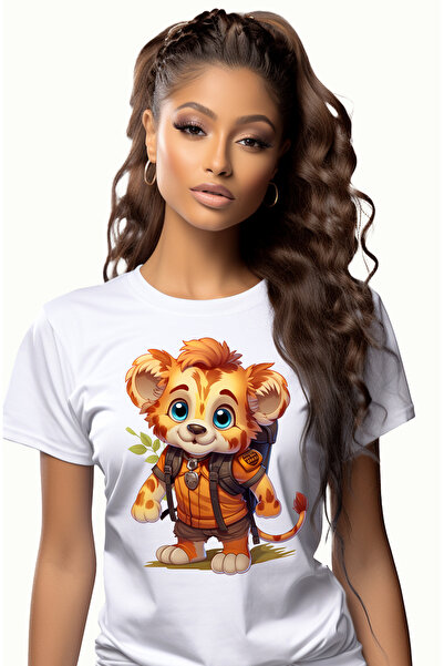 StoryGift Romania Tricou Femei cu un pui de jaguar fericit, ilustratie, explo...