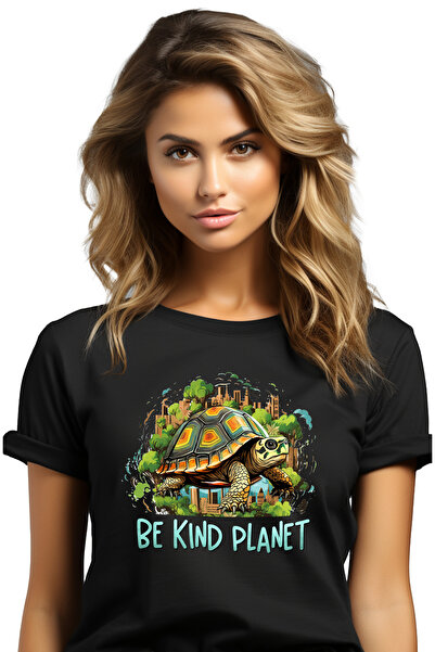 StoryGift Romania Tricou Femei cu o broasca testoasa cu mesajul "Be kind, pla...