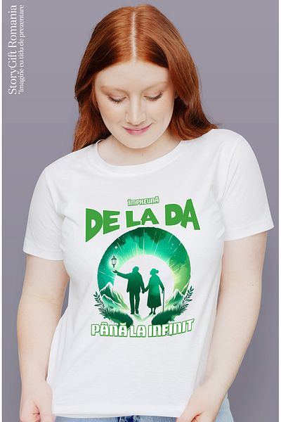 StoryGift Romania Tricou Femei impreuna, de la DA pana la infinit, familie, dragoste cuplu pana la WHT_S