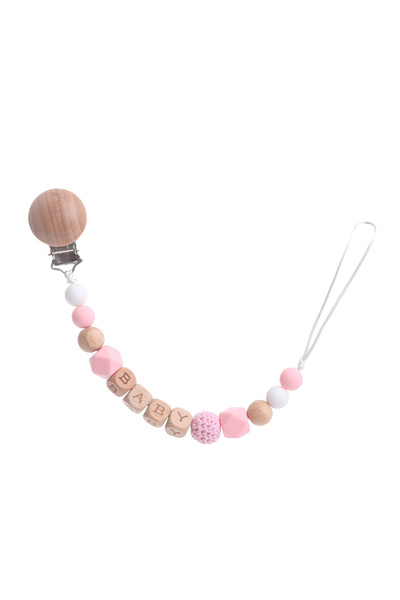 Factory Price - مشبك مصاصة شون المصنوع من السيليكون والخشب - وردي