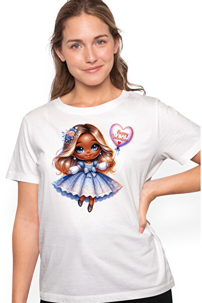 StoryGift Romania Tricou Femei cu o fetita draguta care tine un balon, ilustr...