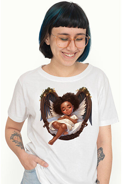 StoryGift Romania Tricou Femei cu o fetita de culoare cu aripi, ilustratie, d...