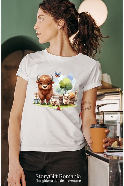 StoryGift Romania Tricou Femei cu mai multi zimbri, ilustratie, pasare, pictura, ferma, paie, pent WHT_L
