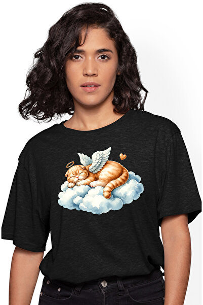 StoryGift Romania Tricou Femei cu o pisicuta Cupidon care doarme dusa, ilustr...