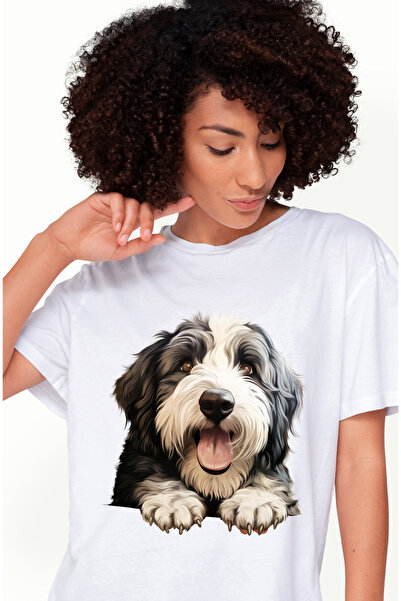 StoryGift Romania Tricou Femei cu un caine blanos care sta cu limba scoasa, i...