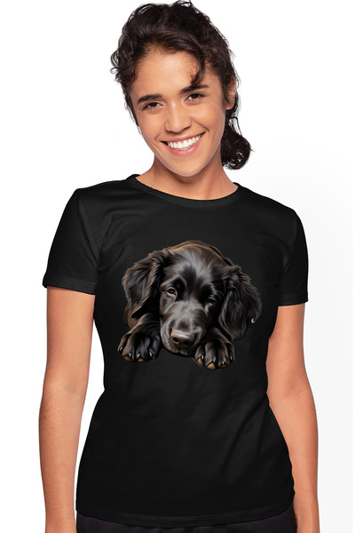 StoryGift Romania Tricou Femei cu un catel negru somnoros, ilustratie, ora de...