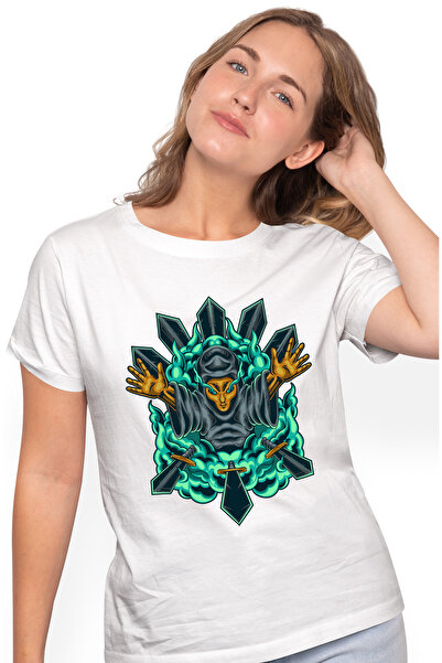 StoryGift Romania Tricou Femei Cu Sabii, Magician, Flacari, Fantasy, Luptator, Multicolor cu impr WHT_XL