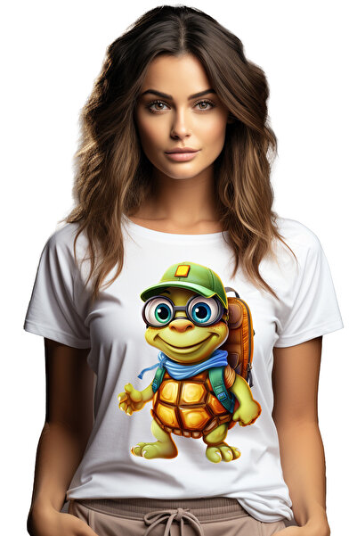 StoryGift Romania Tricou Femei cu o broasca testoasa exploratoare, ilustratie...