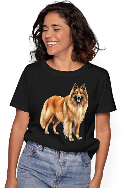 StoryGift Romania Tricou Femei cu un caine blanos, bucuros, ilustratie, jucau...