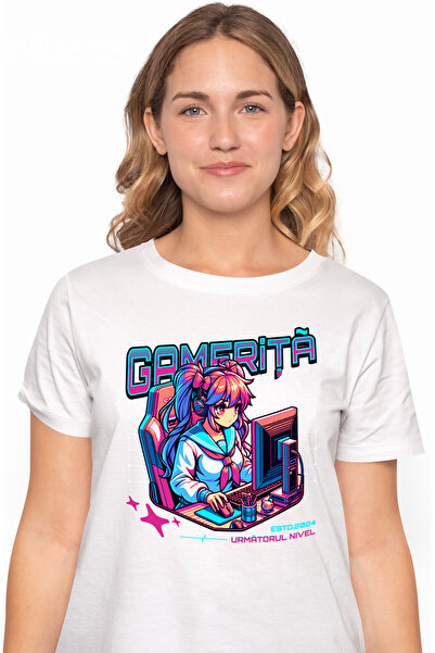 StoryGift Romania Tricou Femei Gamerita. Următorul Nivel stil anime joc video...