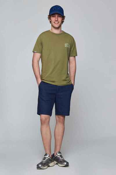 UCLA Ανδρικό μπλουζάκι TATUM Khaki Crew Neck με στάμπα Standard Fit