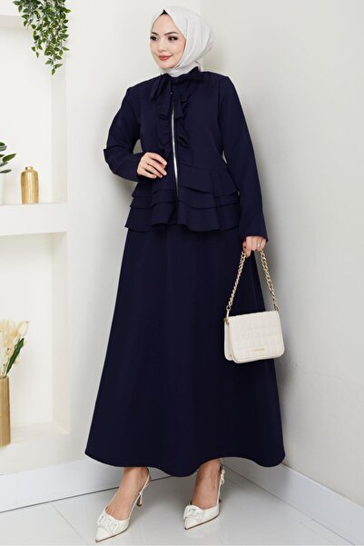 Bestenur Nesla Tunic Skirt Double Set 1418 - Navy Blue