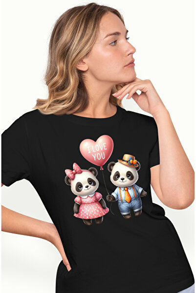 StoryGift Romania Tricou Femei cu o ursoaica si un urs Panda, veselie, timizi...