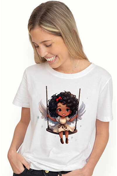 StoryGift Romania Tricou Femei cu o fetita de culoare care se da in leagan, i...