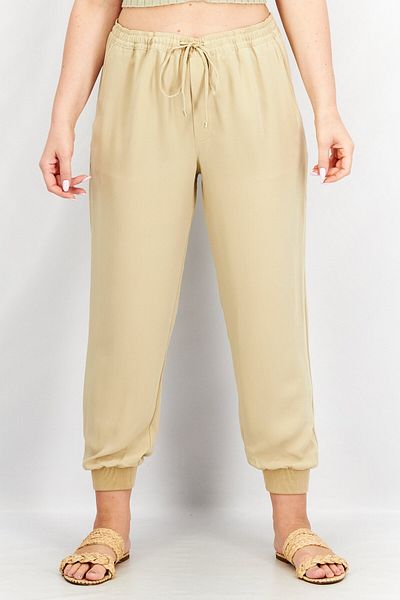 Ralph Lauren Women Regular Fit Plain Drawstring Jogger Pant, Beige