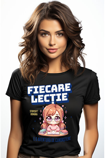 StoryGift Romania Tricou Femei Fiecare lectie e o aventura de cunoastere fata...