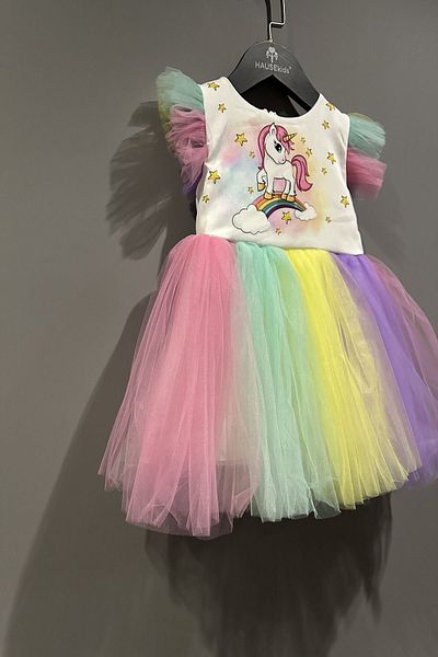 HAUSEkids Κοριτσίστικο φόρεμα 2-9 ετών Pink Love Design-Ecru
