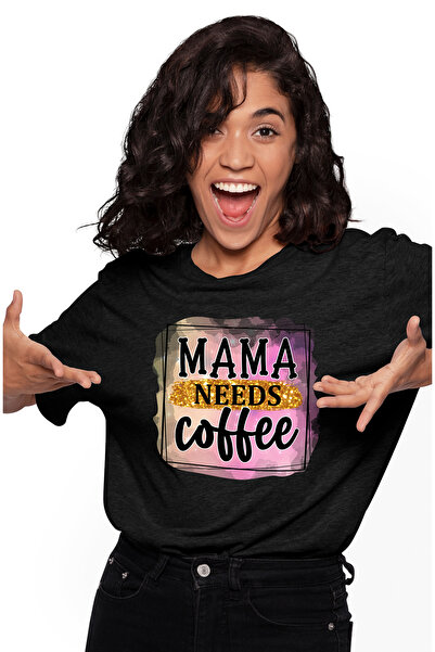StoryGift Romania Tricou Femei cu mesajul "Mama needs coffee", ilustratie, ma...