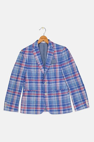 Ralph Lauren Kids Boy Plaid Blazer, Blue Combo