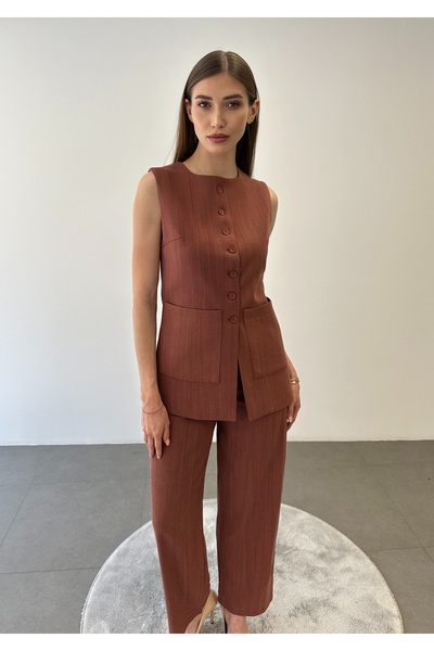 ossons Natural Linen 100% Cotton Vest Pants Set