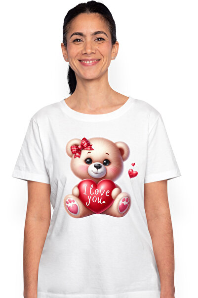 StoryGift Romania Tricou Femei cu o ursoaica vesela care tine o inimioara in ...