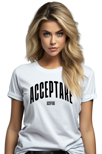 StoryGift Romania Tricou Femei Cuvantul Acceptare, Motivational, Self Help, I...