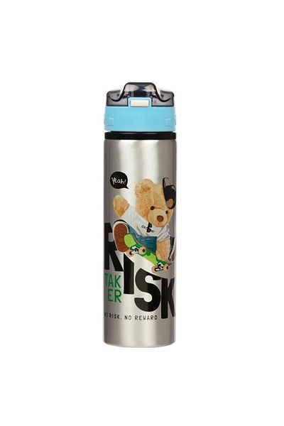 Kelebek Oyuncak Risk Teddy Bear Themed Aluminum Water Bottle with Straw