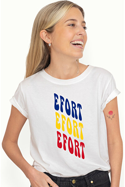 StoryGift Romania Tricou Femei Cuvantul Efort, in Culorile Steagului Romaniei...