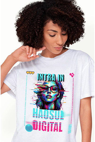 StoryGift Romania Tricou Femei fata eroare text intra in haosul digital cu im...