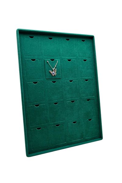 MeGass Dekor Roman Model Vertical Suede Fabric Green 34-24 cm Set of Three Table Stand with Legs