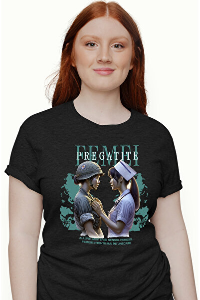 StoryGift Romania Tricou Femei Doua Femei Doctor si Soldat Motivational Text ...