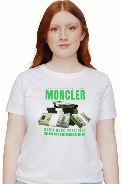 StoryGift Romania Tricou Femei Moncler - Banii Aduc Fericirea, cu imprimeu pe...