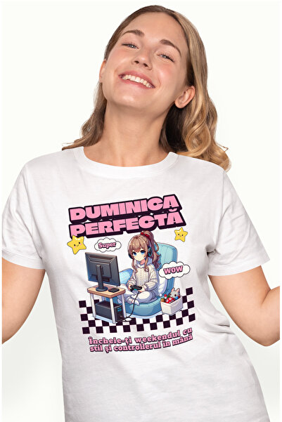 StoryGift Romania Tricou Femei fata stil anime jucand jocuri Duminica perfect...