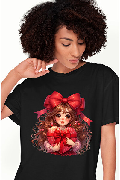 StoryGift Romania Tricou Femei cu o fetita dragalasa, ilustratie, funda, inim...