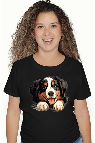 StoryGift Romania Tricou Femei cu un catelus fericit, zambeste, labute, ghear...