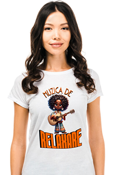 StoryGift Romania Tricou Femei Fata Stil Insula Tropicala Cu Chitara Text Muz...