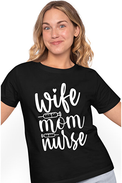 StoryGift Romania Tricou Femei cu seringi si mesajul in engleza "Wife, mom, n...