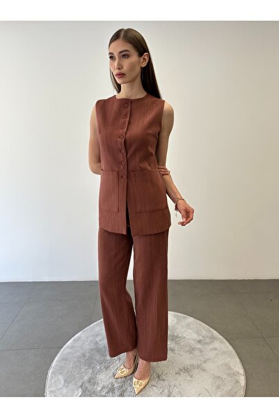 ossons Natural Linen 100% Cotton Vest Pants Set