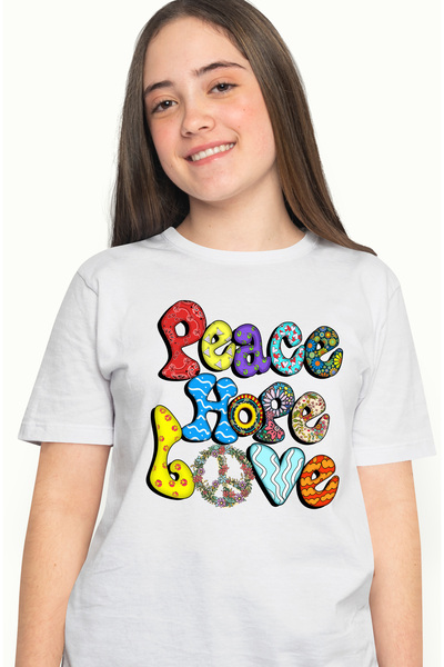 StoryGift Romania Tricou Femei cu mesajul "Peace, hope, love", stilul hippie,...