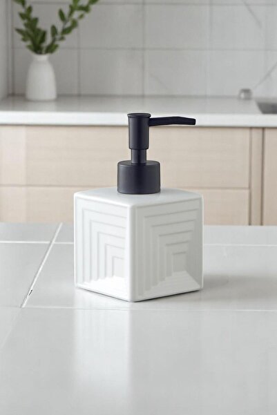 ALBETTO Dekoratif Seramik Sıvı Sabunluk Beyaz 4857